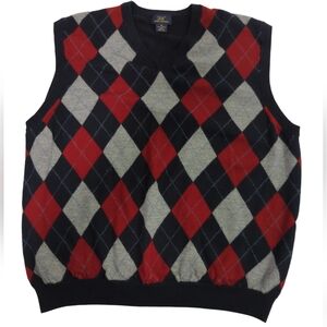 Brooks Brothers 346 100% merino wool sweater vest, argyle, men's XL